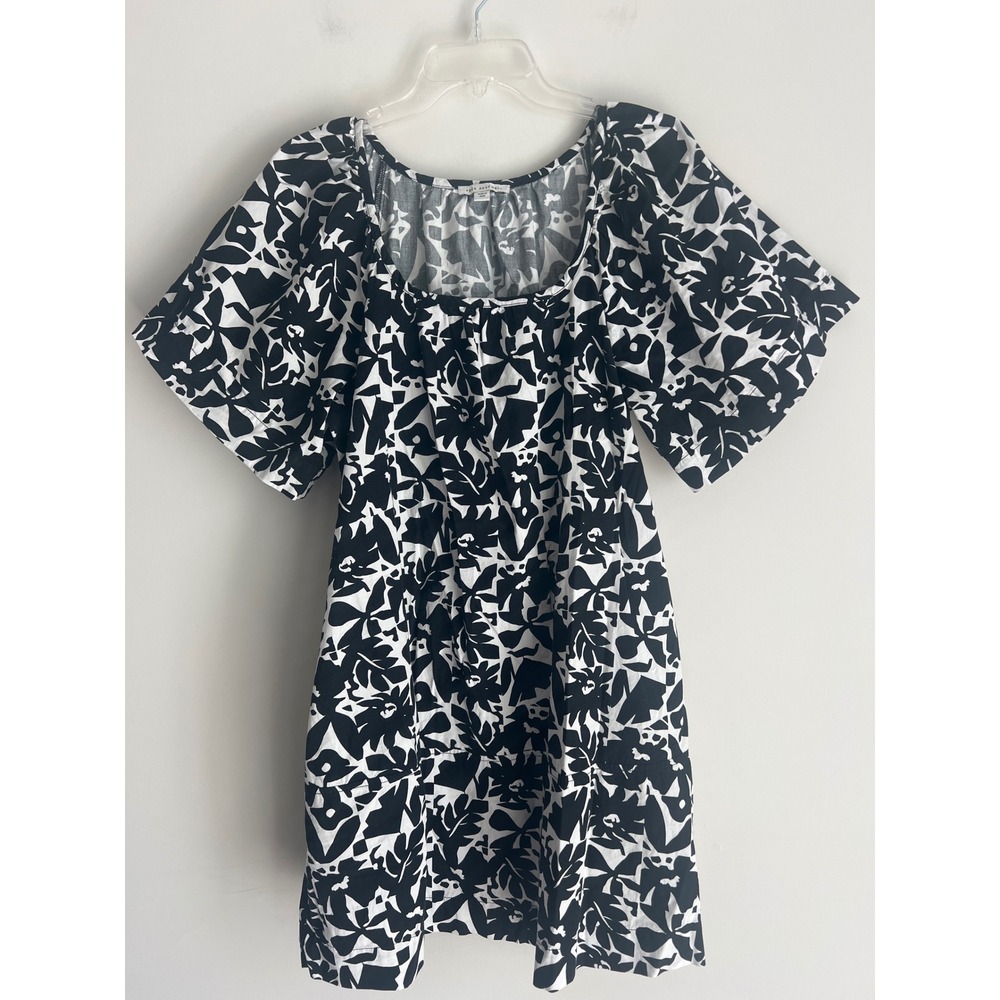 Free Assembly Women's Black & White Floral Print Wide Sleeve Mini Dress Medium